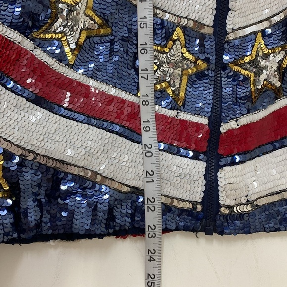 Vintage MODI Pure Silk USA Themed Jacket Pockets Large - Picture 8 of 13